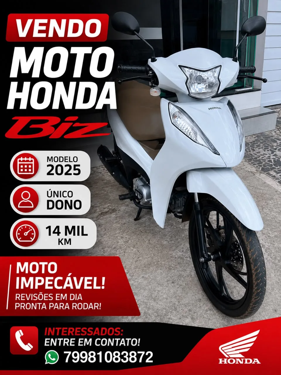 Foto do anúncio Moto Honda Biz 2025 à venda